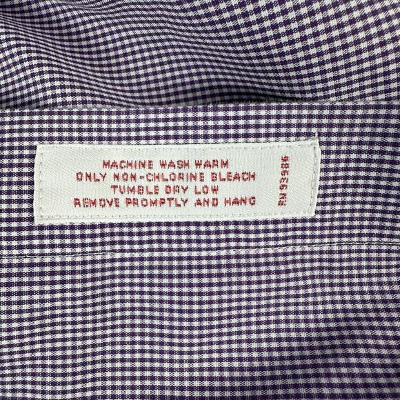 BROOKS BROTHERS 1818 Dress Shirt~Mens 16 1/2-36~Purple Gingham~Non-Iron Supima - Picture 2 of 7